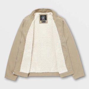 Mens Volcom PALM DRIVE JACKET with faux fur lining- KHAKI, Size M